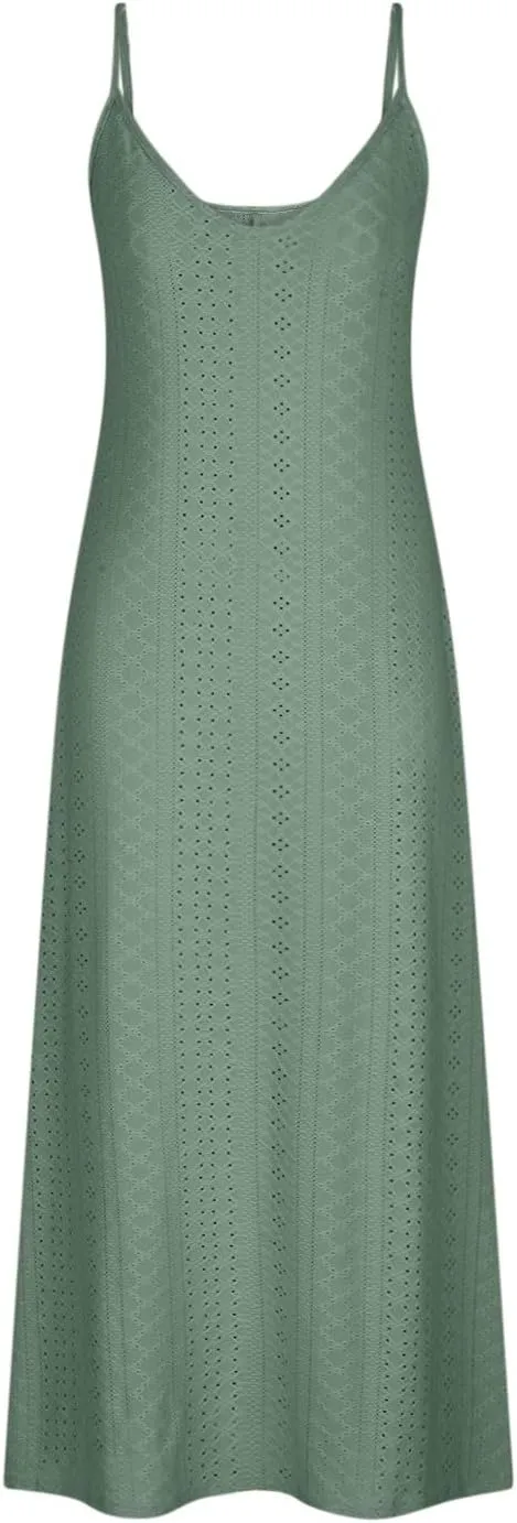 Eyelet Dress for Women 2024 Casual Sleeveless Long Maxi Dress Trendy Sexy V Neck Slip Dress Summer Vacation Outfits