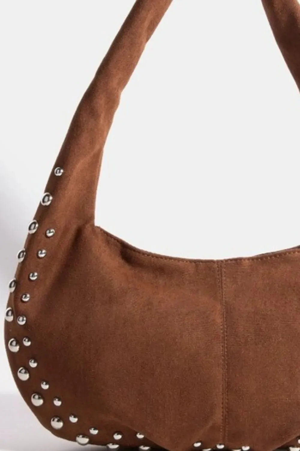 Fame Hand Metallic International returns Cost-efficient Studded Bag Faux Suede