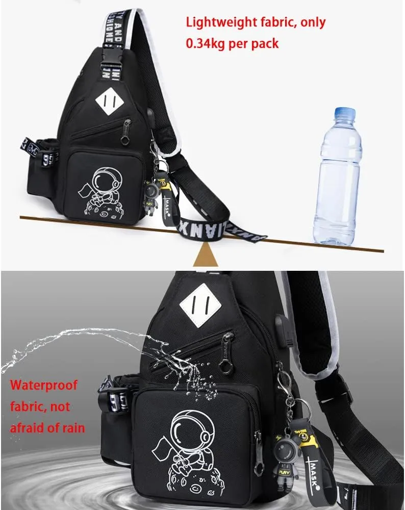 Fashion One-Shoulder Backpack Men's Business Chest Bag Outdoor Casual Men's Shoulder Bag Small Satchel (Black4)