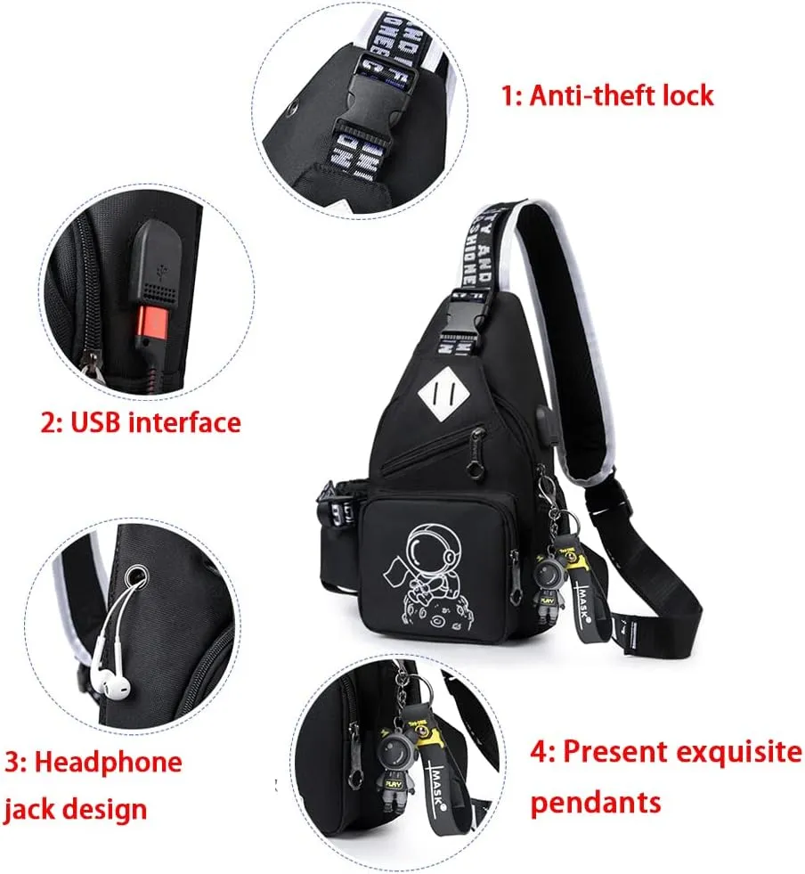 Fashion One-Shoulder Backpack Men's Business Chest Bag Outdoor Casual Men's Shoulder Bag Small Satchel (Black4)