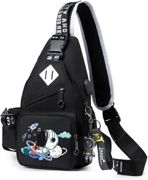 Fashion One-Shoulder Backpack Men's Business Chest Bag Outdoor Casual Men's Shoulder Bag Small Satchel (Black4)