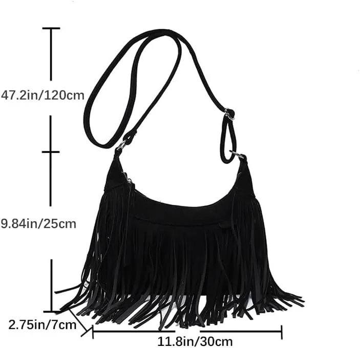 Fashion Tassel Cross-body Shoulder Tote Bag Women's PU Leather Tassel Cross-body Bag