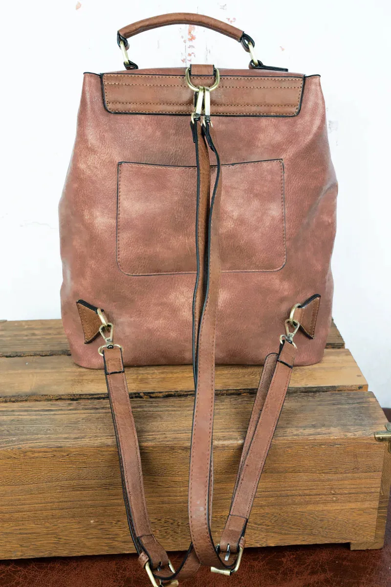 FAUX LEATHER HALEY SATCHEL BACKPACK