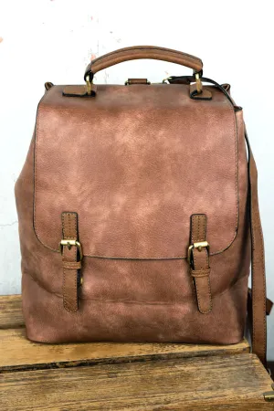 FAUX LEATHER HALEY SATCHEL BACKPACK