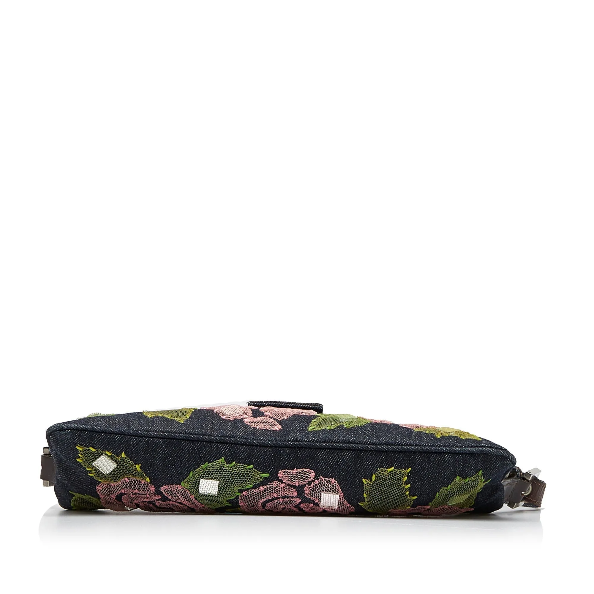 FENDI Embroidered Denim Baguette