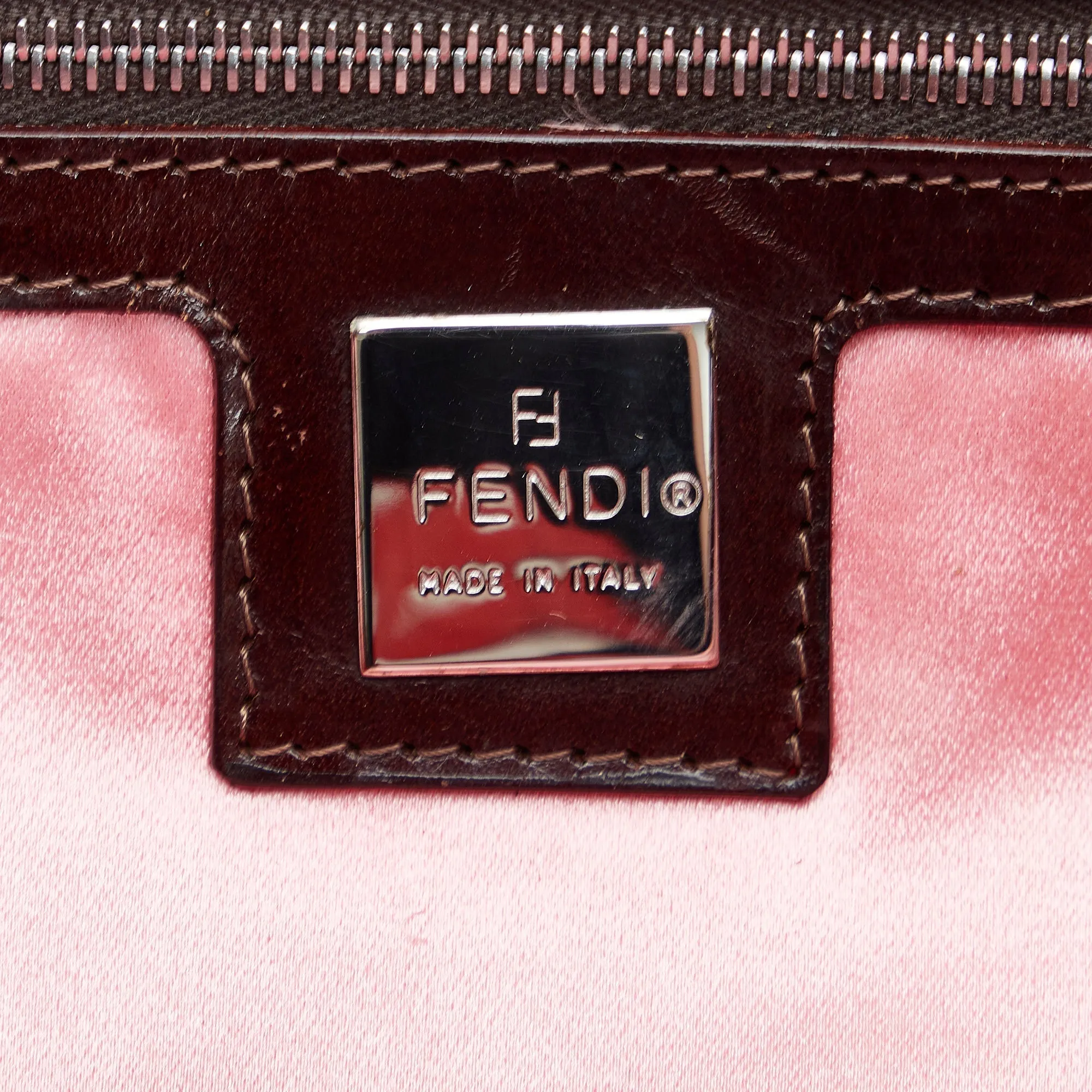 FENDI Embroidered Denim Baguette