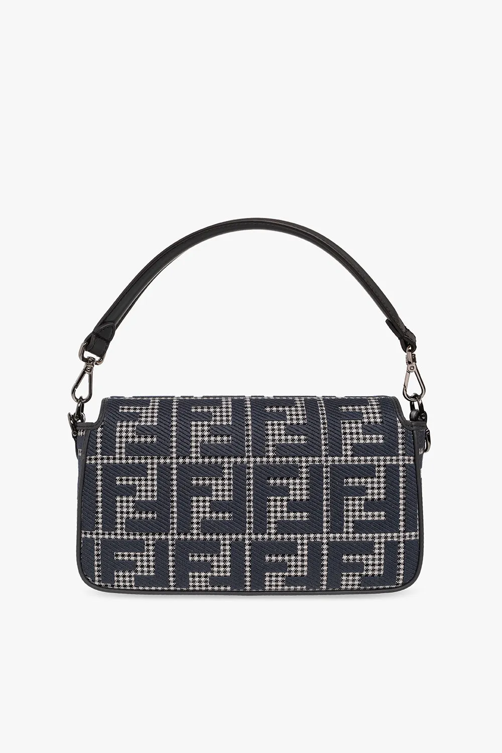 FENDI HOUNDSTOOTH WOOL FF EMBROIDERY SHOULDER BAG