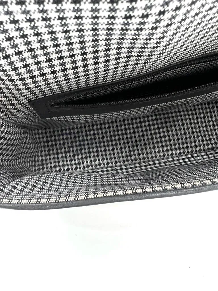 FENDI HOUNDSTOOTH WOOL FF EMBROIDERY SHOULDER BAG