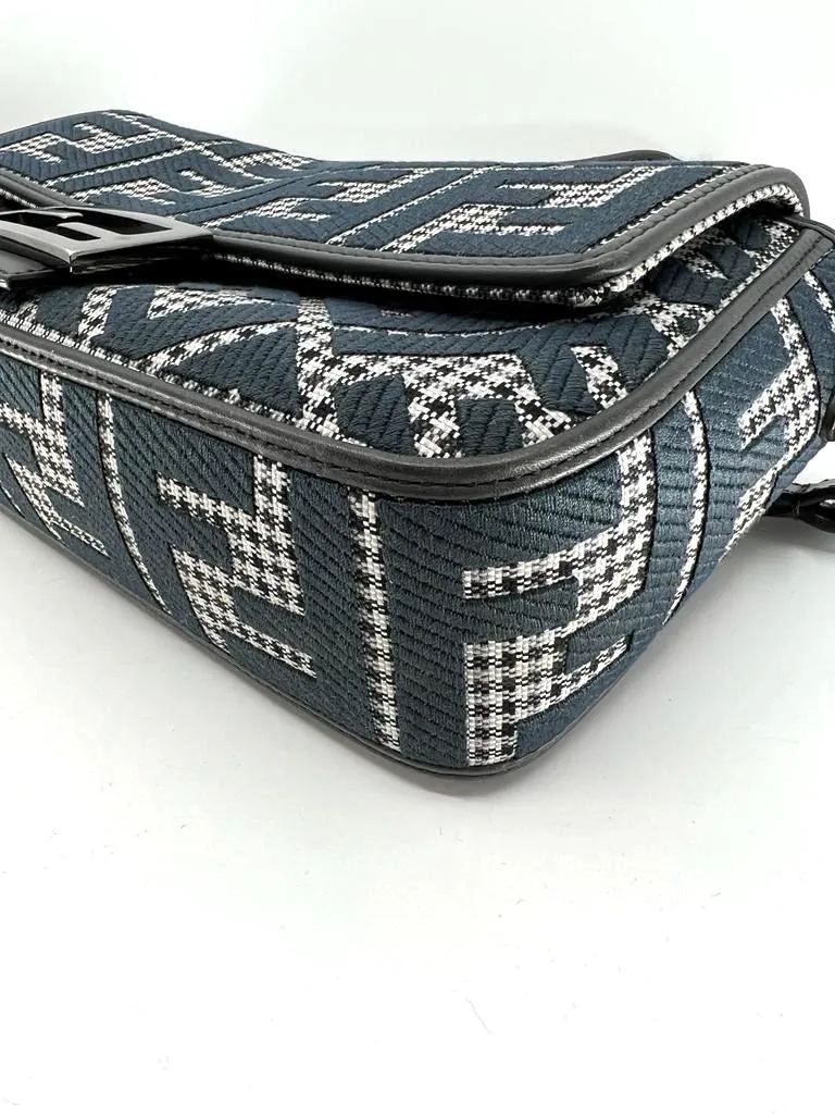 FENDI HOUNDSTOOTH WOOL FF EMBROIDERY SHOULDER BAG