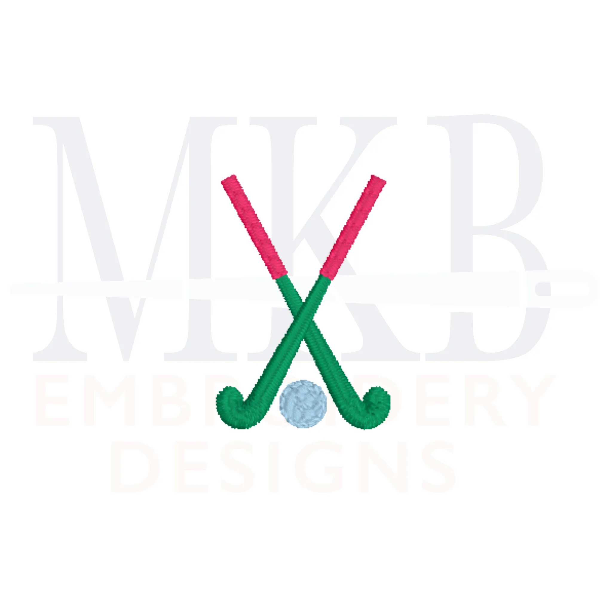 Field Hockey Embroidery Design File, Mini Crossed Field Hockey Sticks