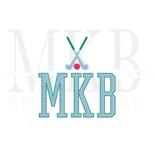 Field Hockey Embroidery Design File, Mini Crossed Field Hockey Sticks