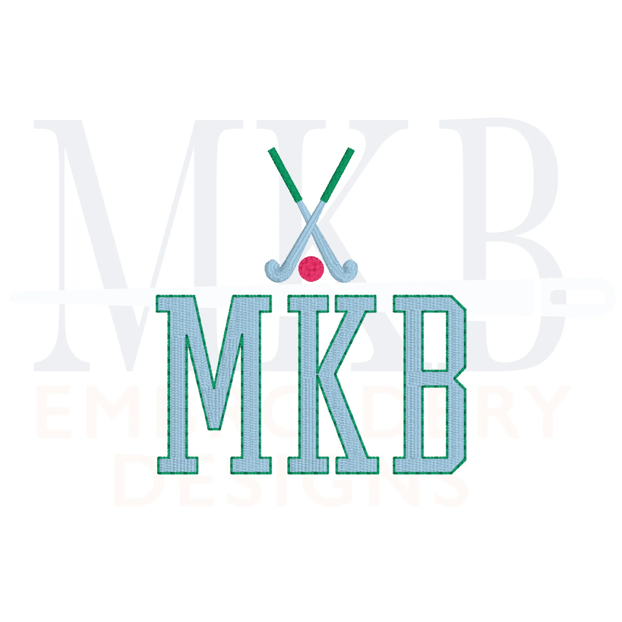 Field Hockey Embroidery Design File, Mini Crossed Field Hockey Sticks