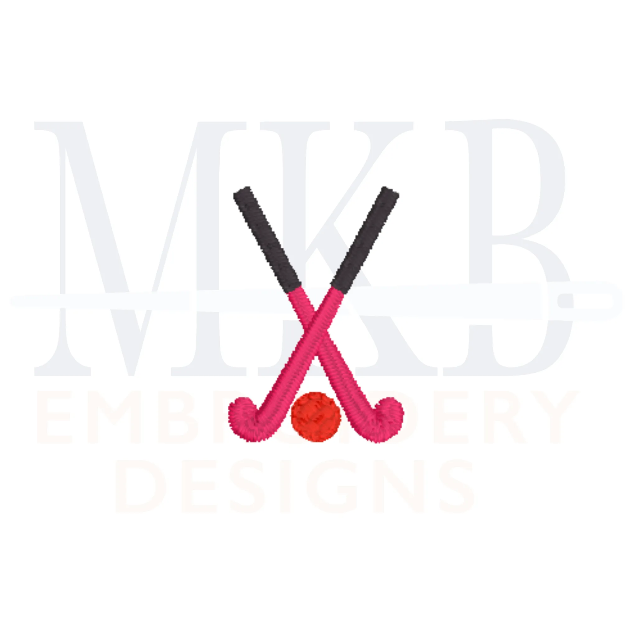 Field Hockey Embroidery Design File, Mini Crossed Field Hockey Sticks