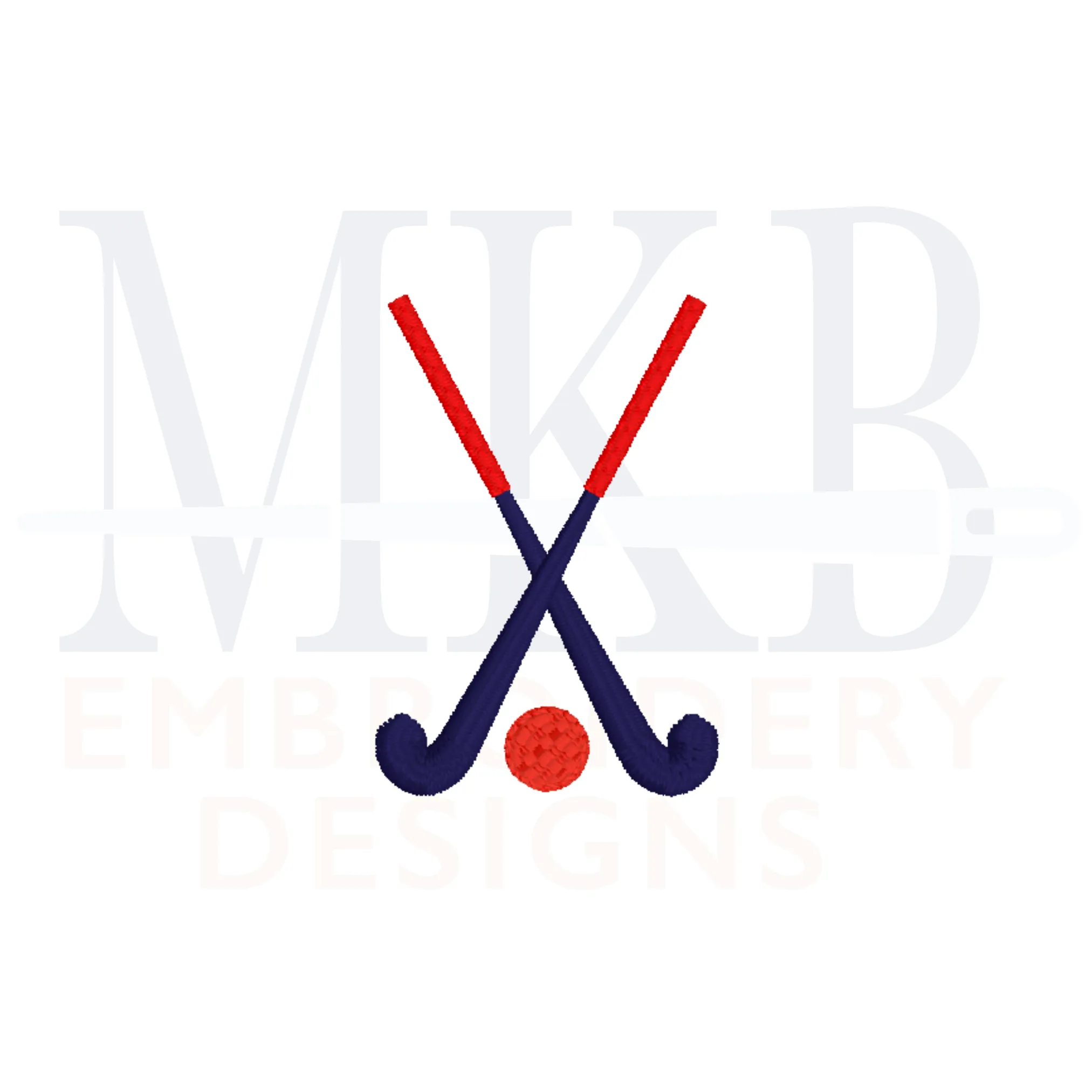 Field Hockey Embroidery Design File, Mini Crossed Field Hockey Sticks