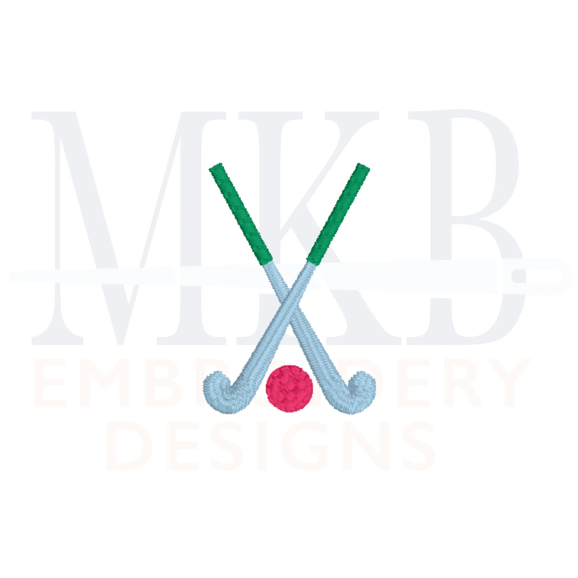 Field Hockey Embroidery Design File, Mini Crossed Field Hockey Sticks