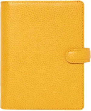 Filofax Finsbury Organizer, Pocket Size, Mustard - Traditional Grained Leather, Six Rings, Week-to-View Calendar Diary, Multilingual, 2025 (C022619-25)