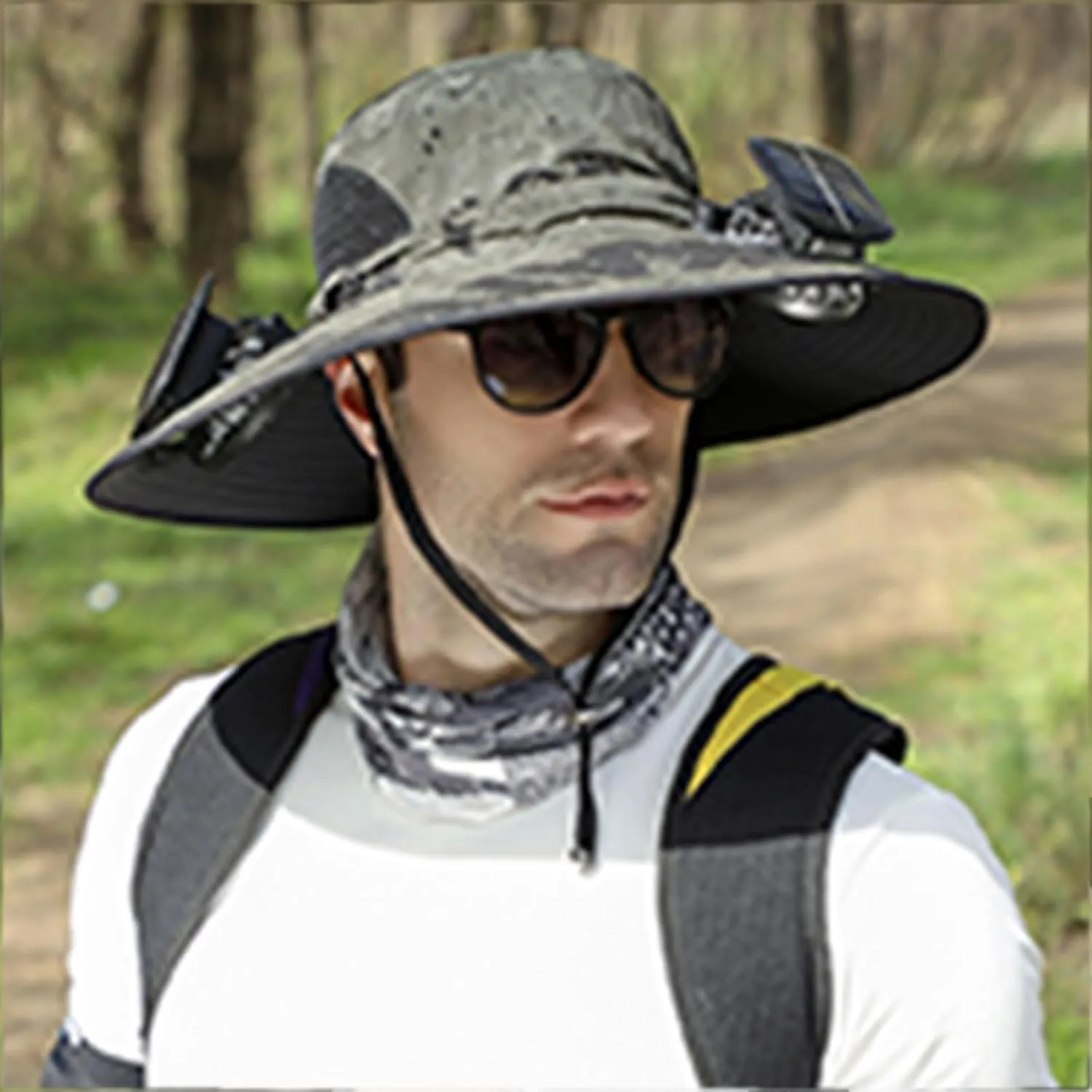 Fishing Hat with Built in Fan, New Sun Hat with Fans Solar Power,Outdoor Wide Brim Sun Hat with Fans for Men