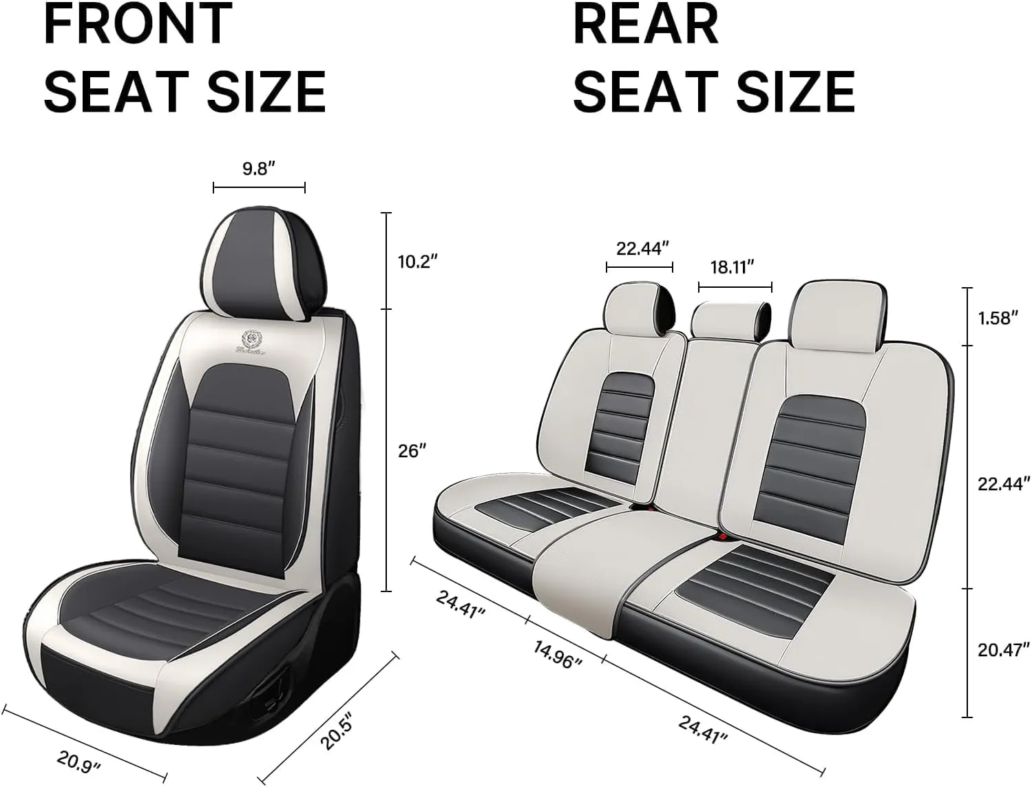 Fit for 98% of BMW Car Seat Covers, Full Surround Napa Leather Auto Seat Cover Reserve Airbag Exit(Gray&White,Full Set)