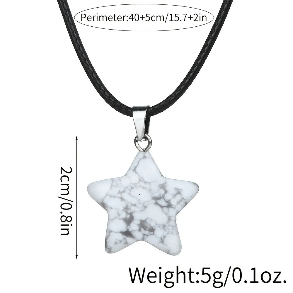 Five pointed Star Shape Quartz Stone Pendant Bohemia Necklace