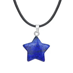 Five pointed Star Shape Quartz Stone Pendant Bohemia Necklace