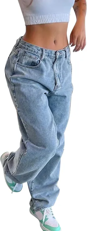 Flare Jeans for Women High Street Boyfrend Jeans Stretch Bootcut Denim Pants Fashion Baggy Raw Hem Trouser Jeans
