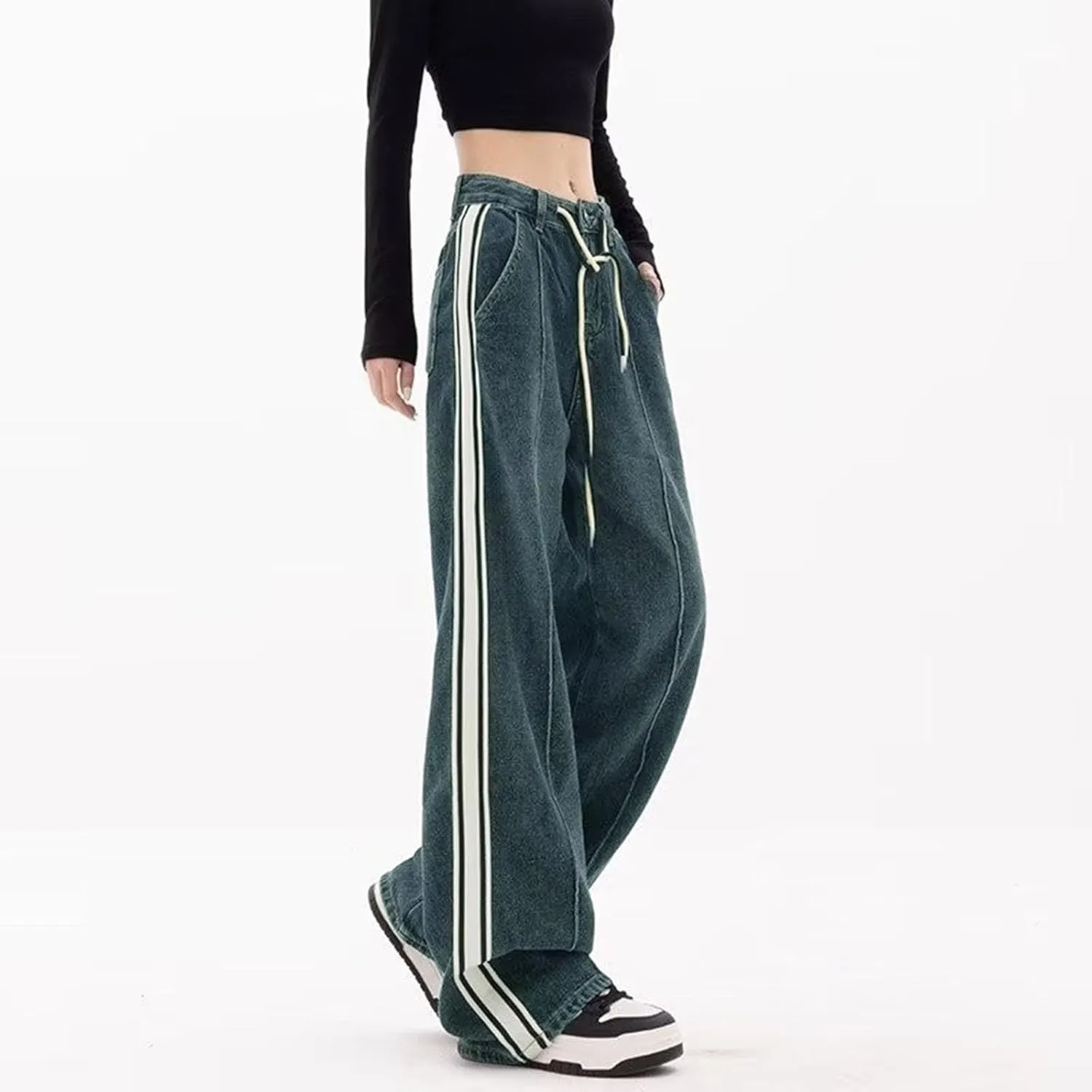 Flare Jeans for Women High Street Boyfrend Jeans Stretch Bootcut Denim Pants Fashion Baggy Raw Hem Trouser Jeans