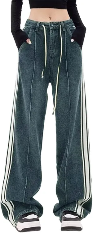 Flare Jeans for Women High Street Boyfrend Jeans Stretch Bootcut Denim Pants Fashion Baggy Raw Hem Trouser Jeans