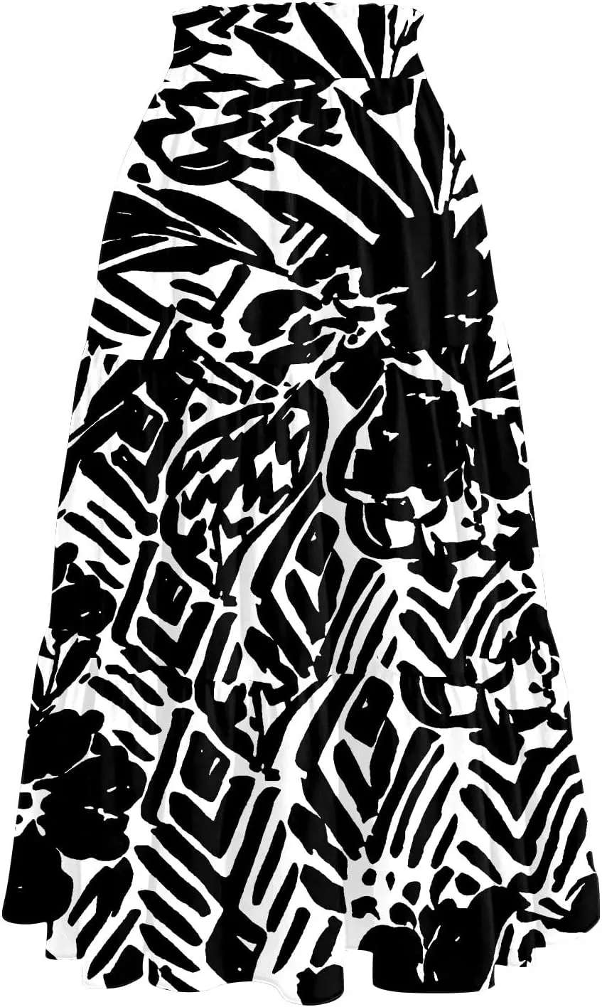 Floral Midi Length Skirt Casual Work Flowy A Line Skirts Summer Comfy Business Casual Outfits