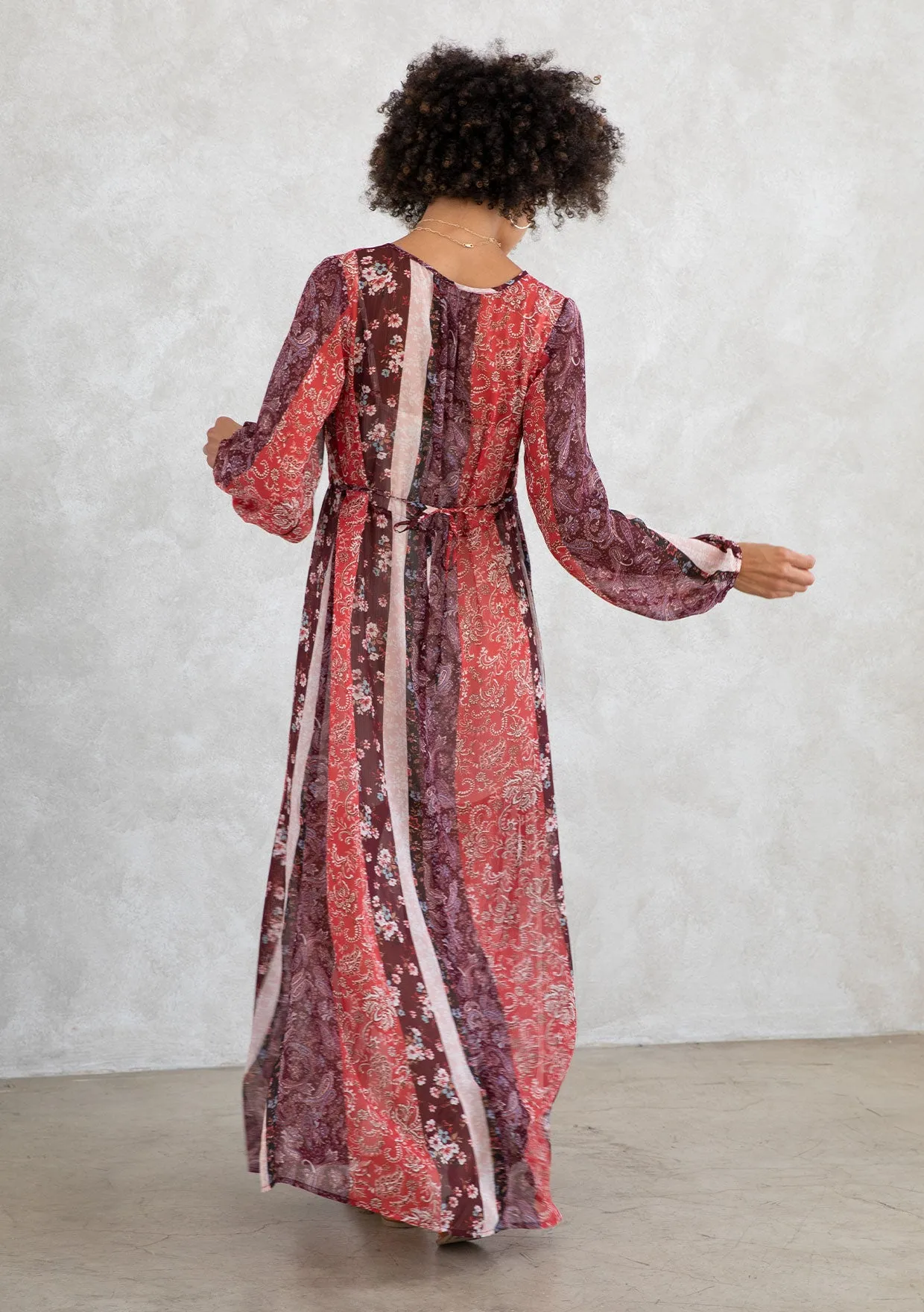 Floral Patchwork Bohemian Long Sleeve Maxi Dress