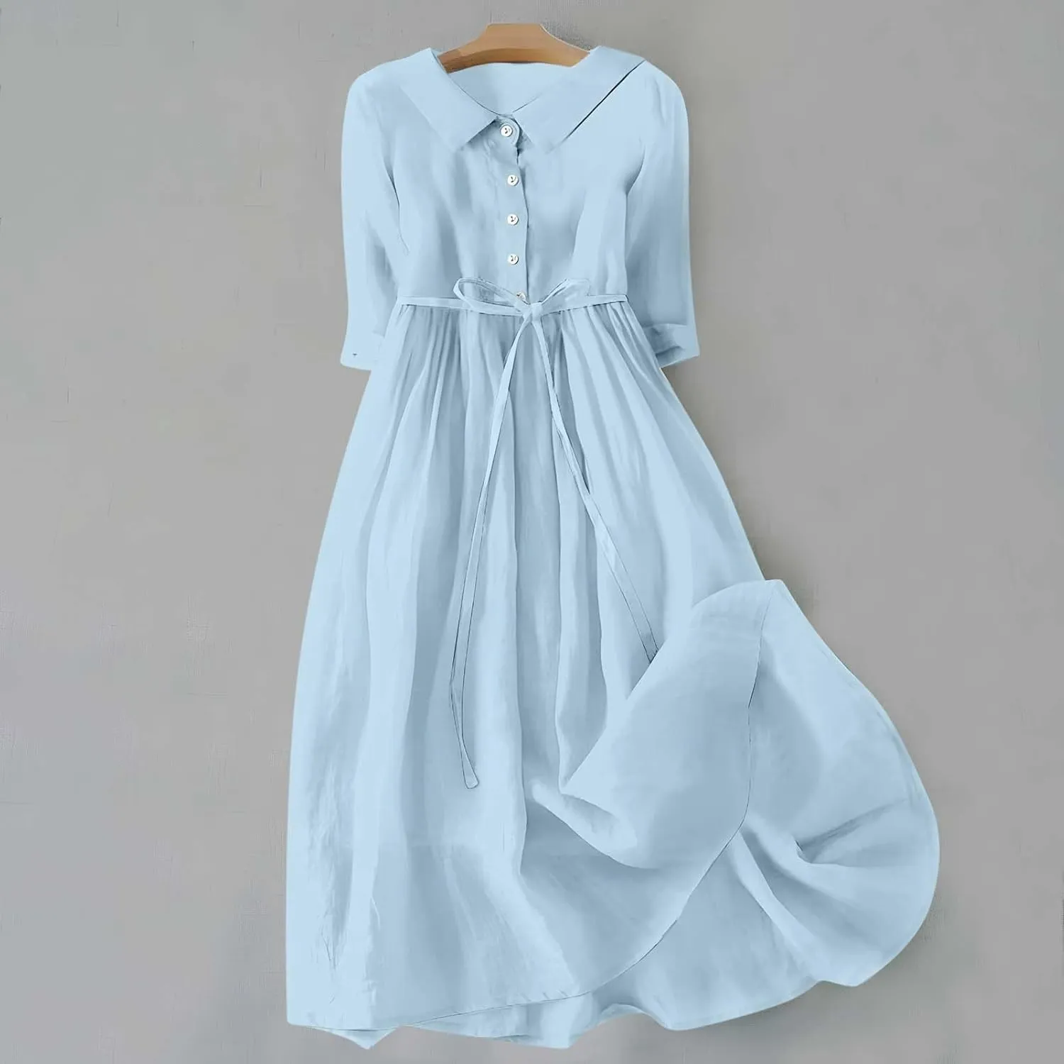 Floral Sundresses for Women 2025 Summer Lapel Neck Button A-Line Dress Trendy Vacation Beach Flowy Long Dress