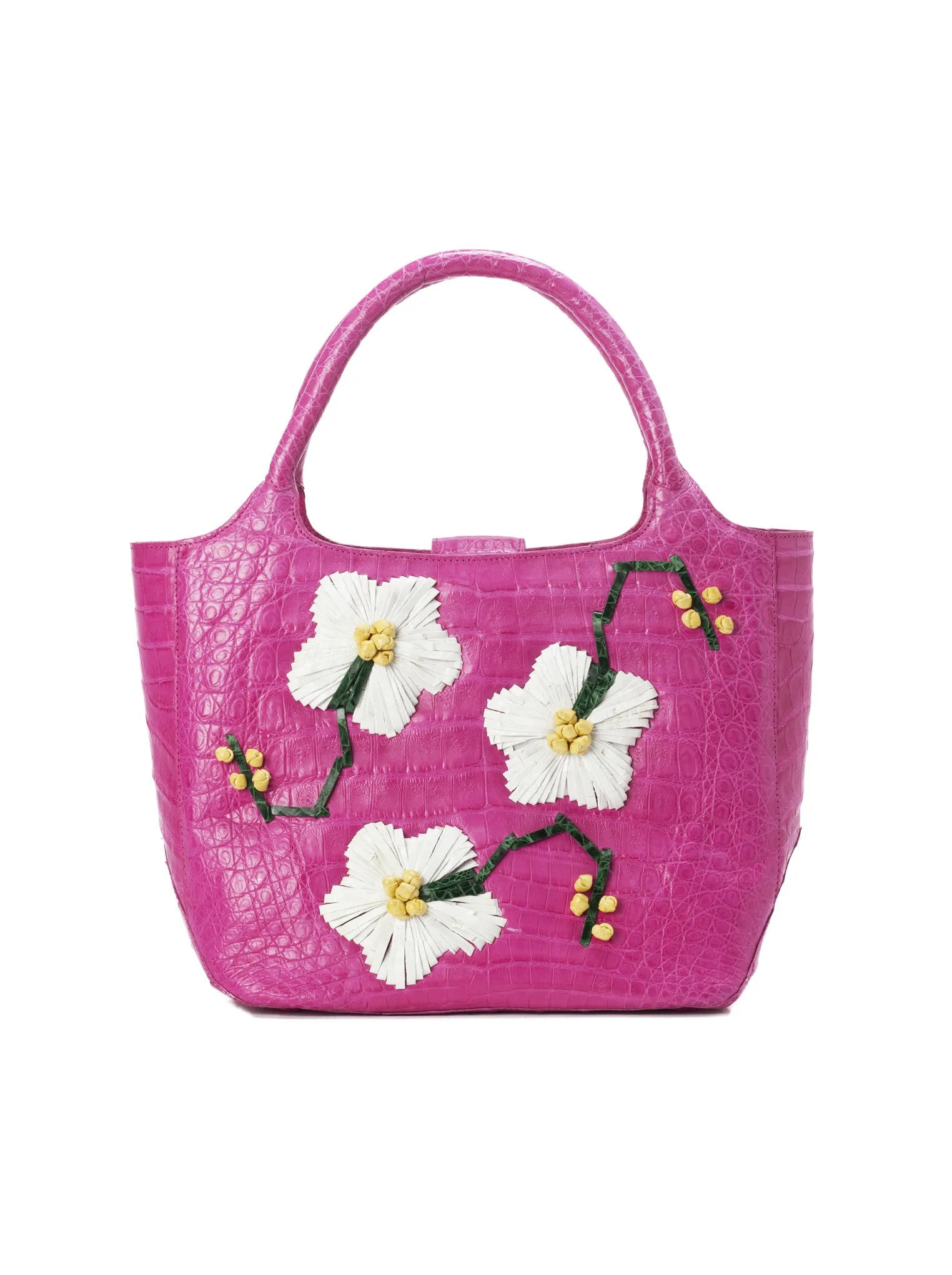 Flower Embroidered Crocodile Tote