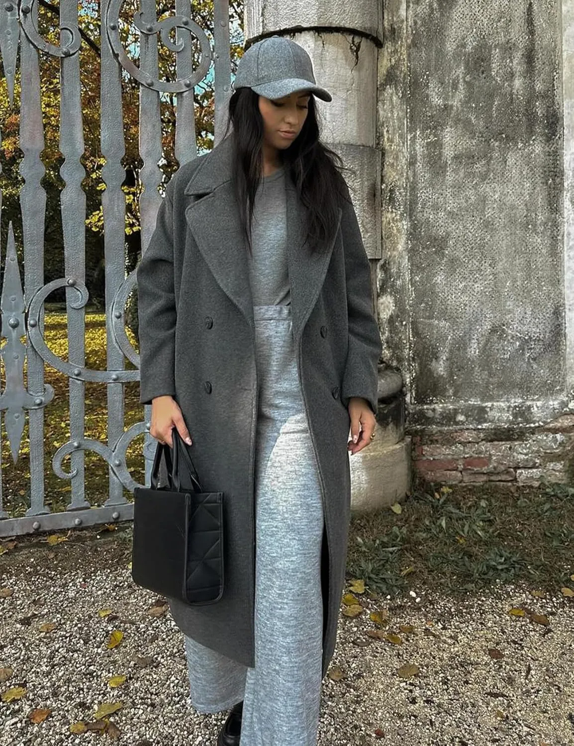 Flygo Womens Long Pea Coat Double Breasted Notch Lapel Trench Coat Office Work Peacoat Jacket Dress Coat