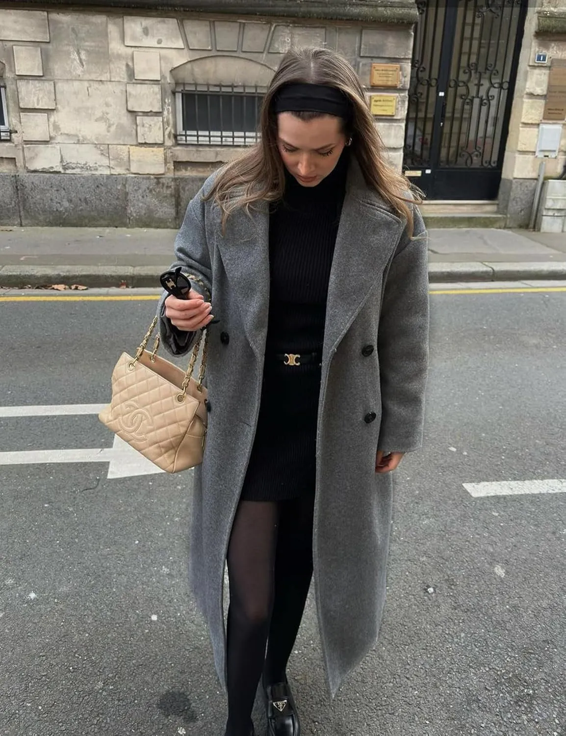 Flygo Womens Long Pea Coat Double Breasted Notch Lapel Trench Coat Office Work Peacoat Jacket Dress Coat