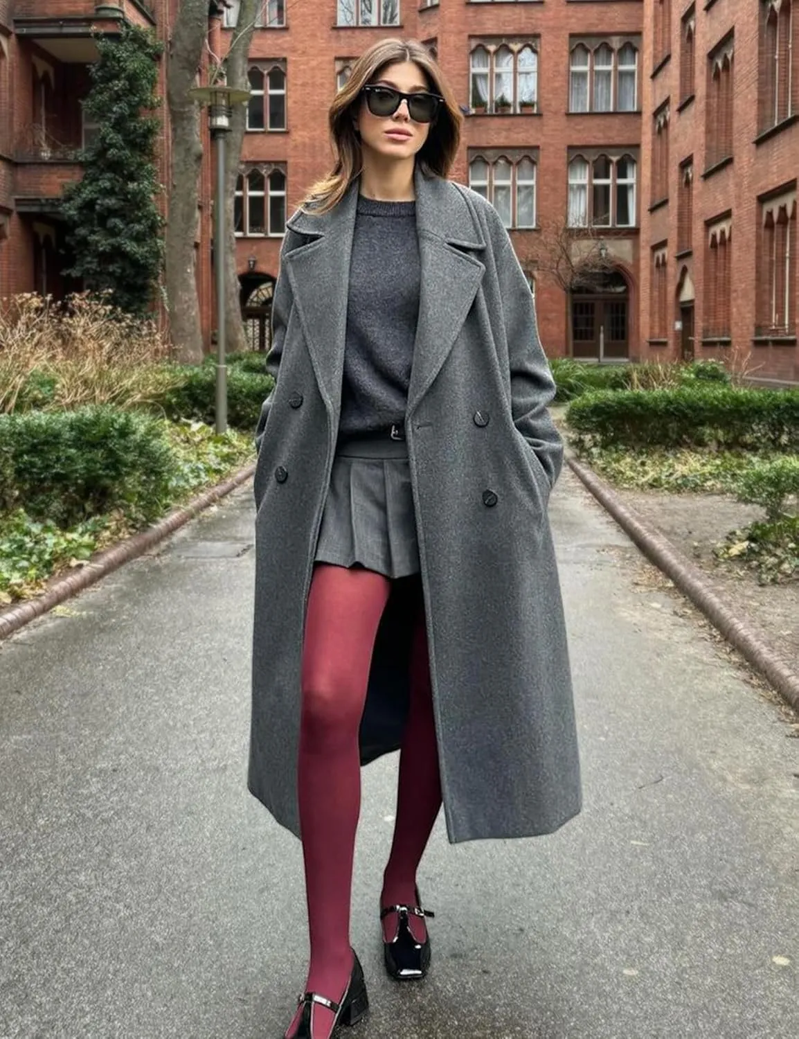 Flygo Womens Long Pea Coat Double Breasted Notch Lapel Trench Coat Office Work Peacoat Jacket Dress Coat
