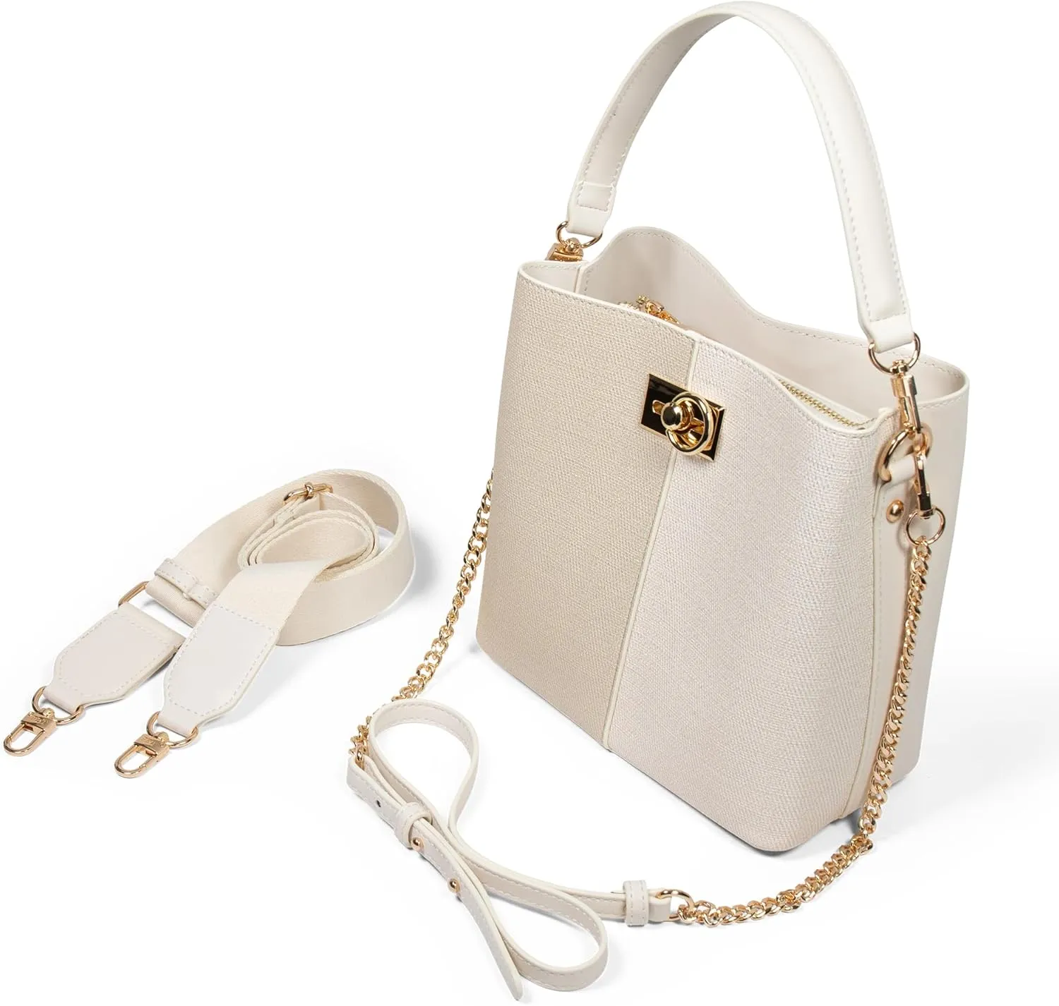 FOLSOM Leather Crossbody Bags for Women - 5 Colors | Leather Bucket Bags for Women - 3 Straps, 3 Compartments, & 3 Closures