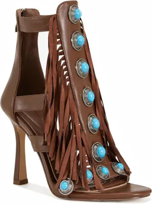 Fringe Heeled Sandals for Women Open Toe Stiletto Heel Summer Boho Sandals Retro Beaded Bohemian Party Dress Shoes High Heels