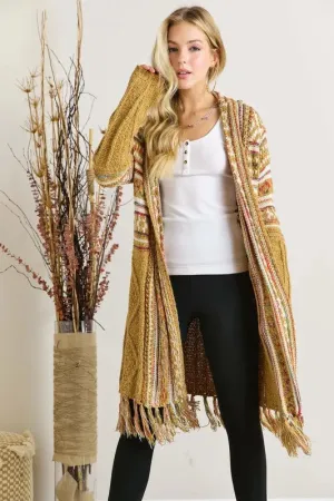 Fringe Hem Aztec Cardigan