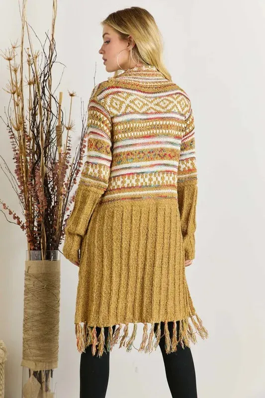 Fringe Hem Aztec Cardigan