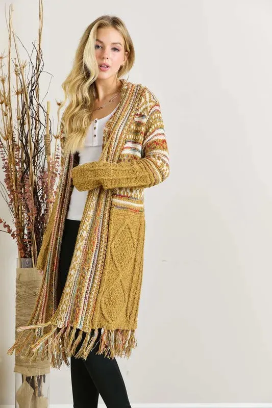 Fringe Hem Aztec Cardigan