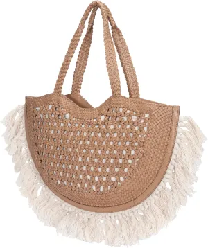 Frye Ella Tassel Tote, Beige