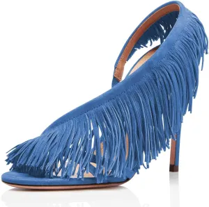 FSJ Women Sexy Fringe Stiletto High Heel Sandals Open Toe Slip On Cut Out Slingback Evening Party Dress Shoes Size 4-15 US