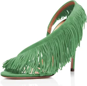FSJ Women Sexy Fringe Stiletto High Heel Sandals Open Toe Slip On Cut Out Slingback Evening Party Dress Shoes Size 4-15 US