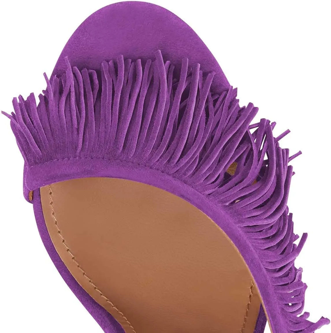 FSJ Women Sexy Fringe Stiletto High Heel Sandals Open Toe Slip On Cut Out Slingback Evening Party Dress Shoes Size 4-15 US