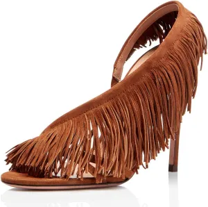 FSJ Women Sexy Fringe Stiletto High Heel Sandals Open Toe Slip On Cut Out Slingback Evening Party Dress Shoes Size 4-15 US