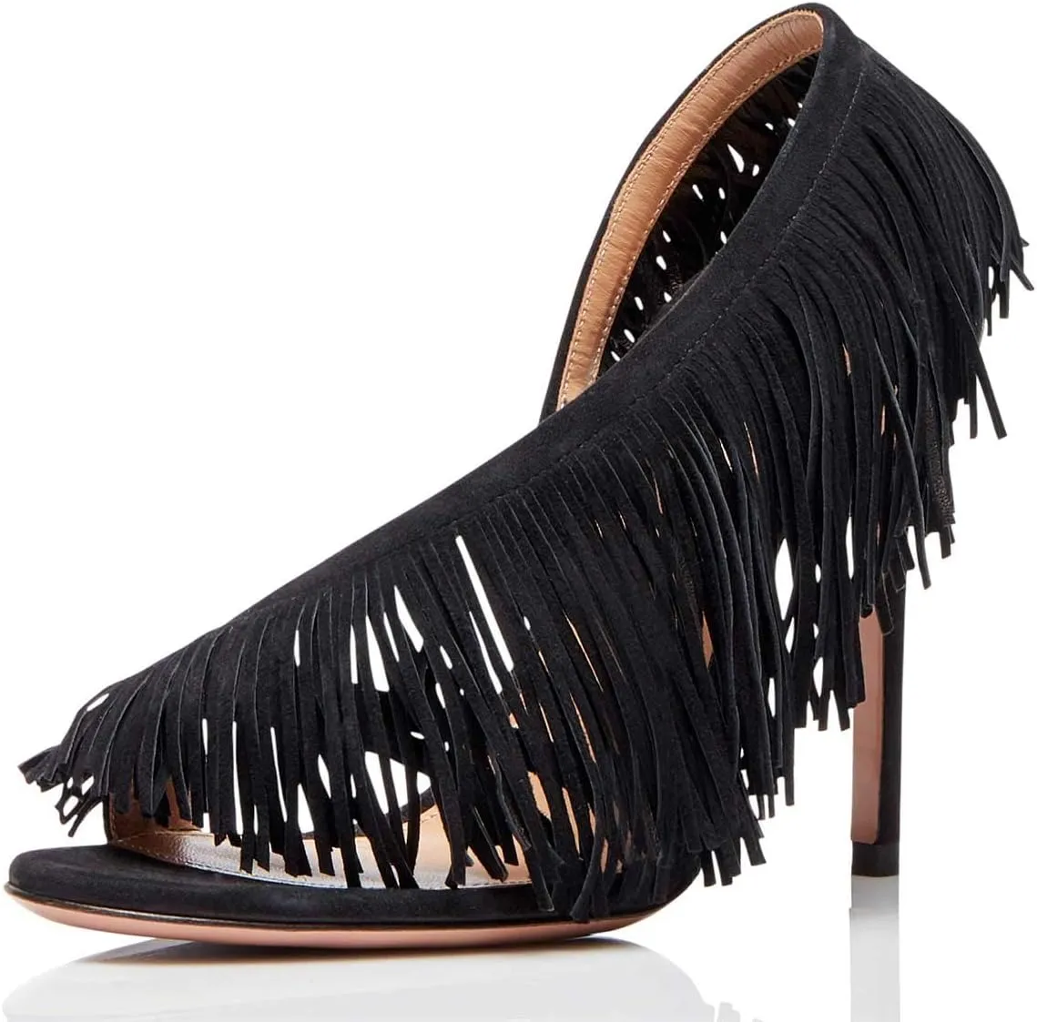 FSJ Women Sexy Fringe Stiletto High Heel Sandals Open Toe Slip On Cut Out Slingback Evening Party Dress Shoes Size 4-15 US