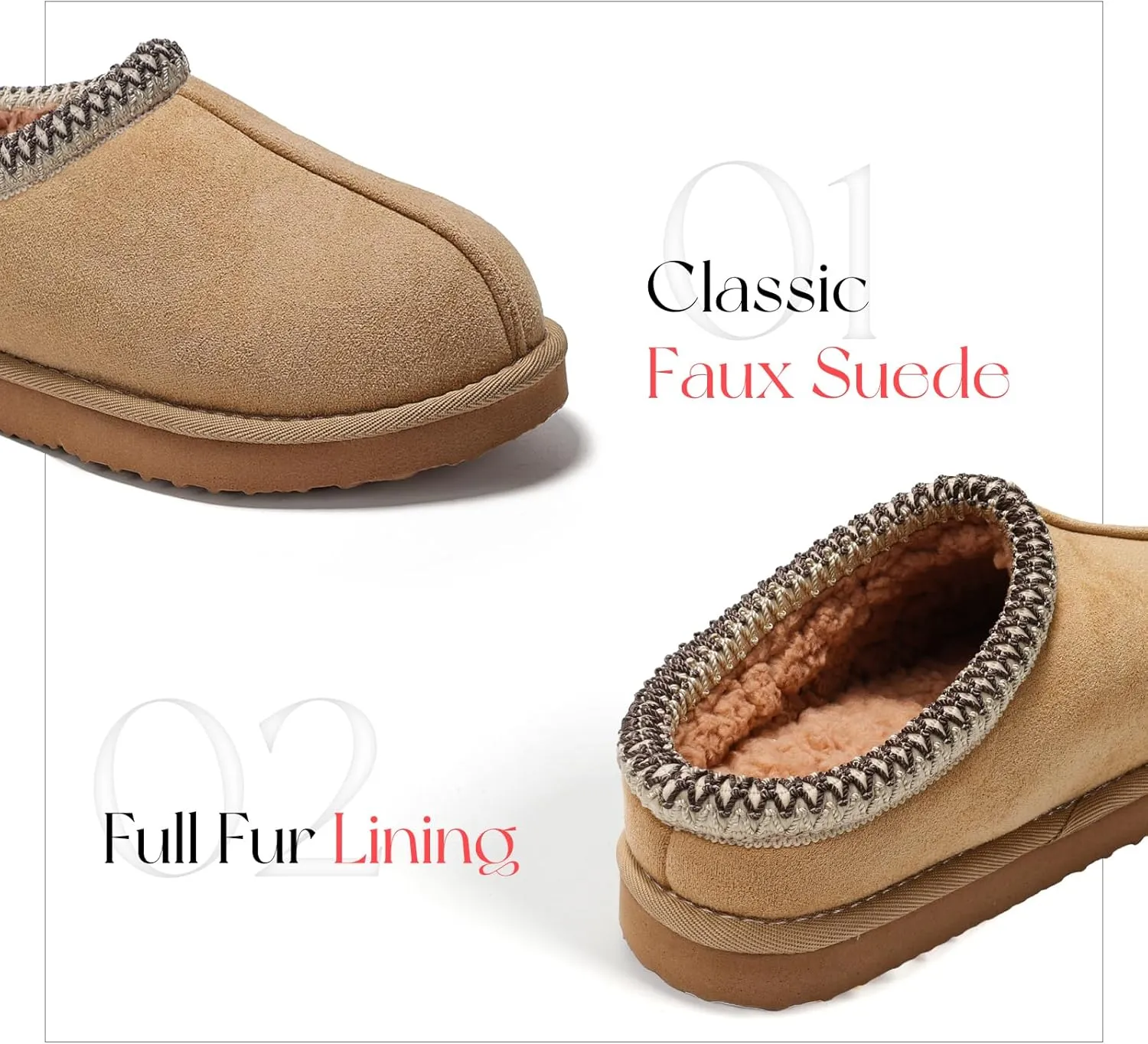 Fuzzy Slippers for Women Cozy Warm Shoes Indoor and Outdoor Faux Fur Fleece Lined Winter House Slippers for Woman Cute Short Ankle Shoes
