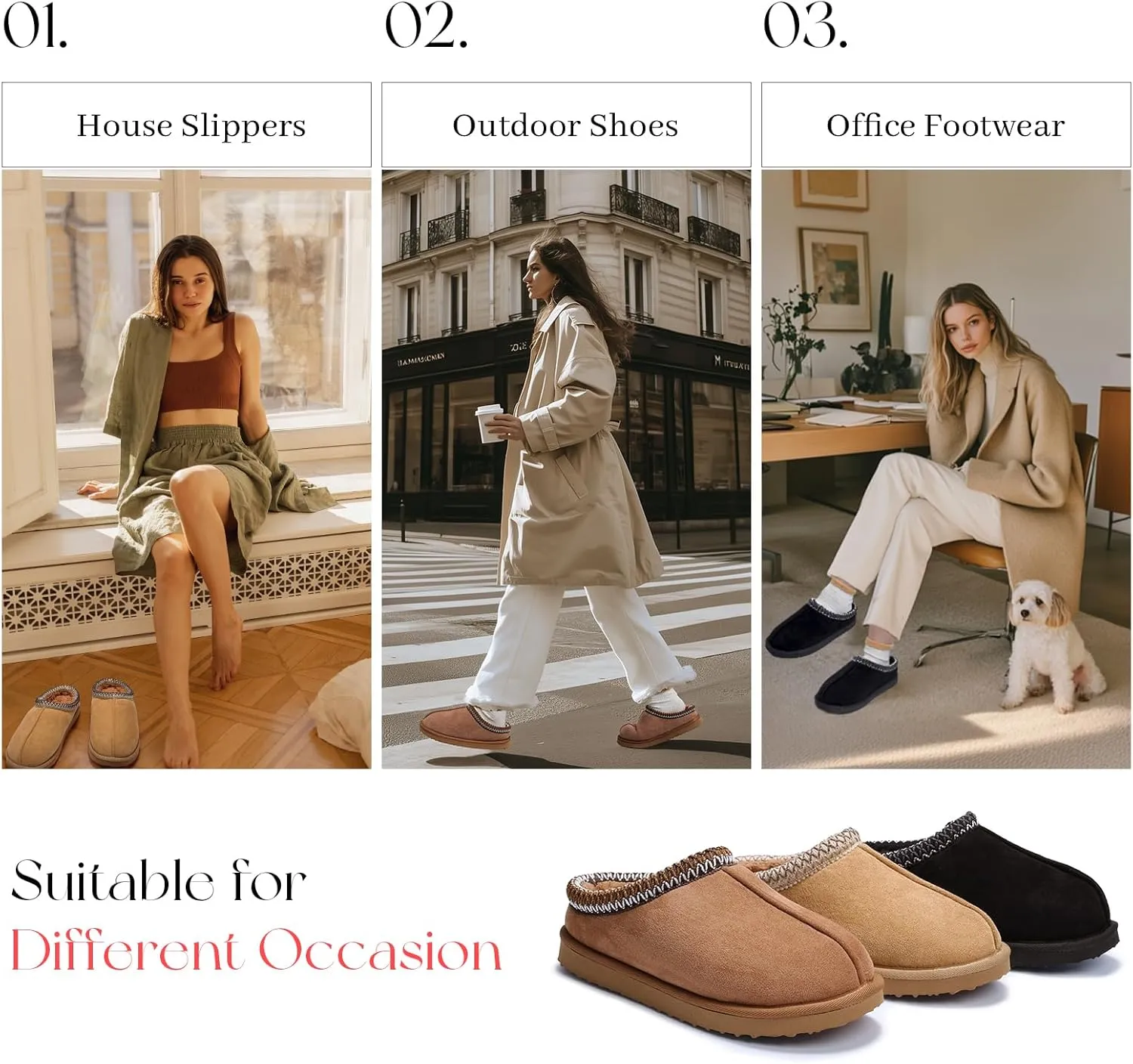 Fuzzy Slippers for Women Cozy Warm Shoes Indoor and Outdoor Faux Fur Fleece Lined Winter House Slippers for Woman Cute Short Ankle Shoes