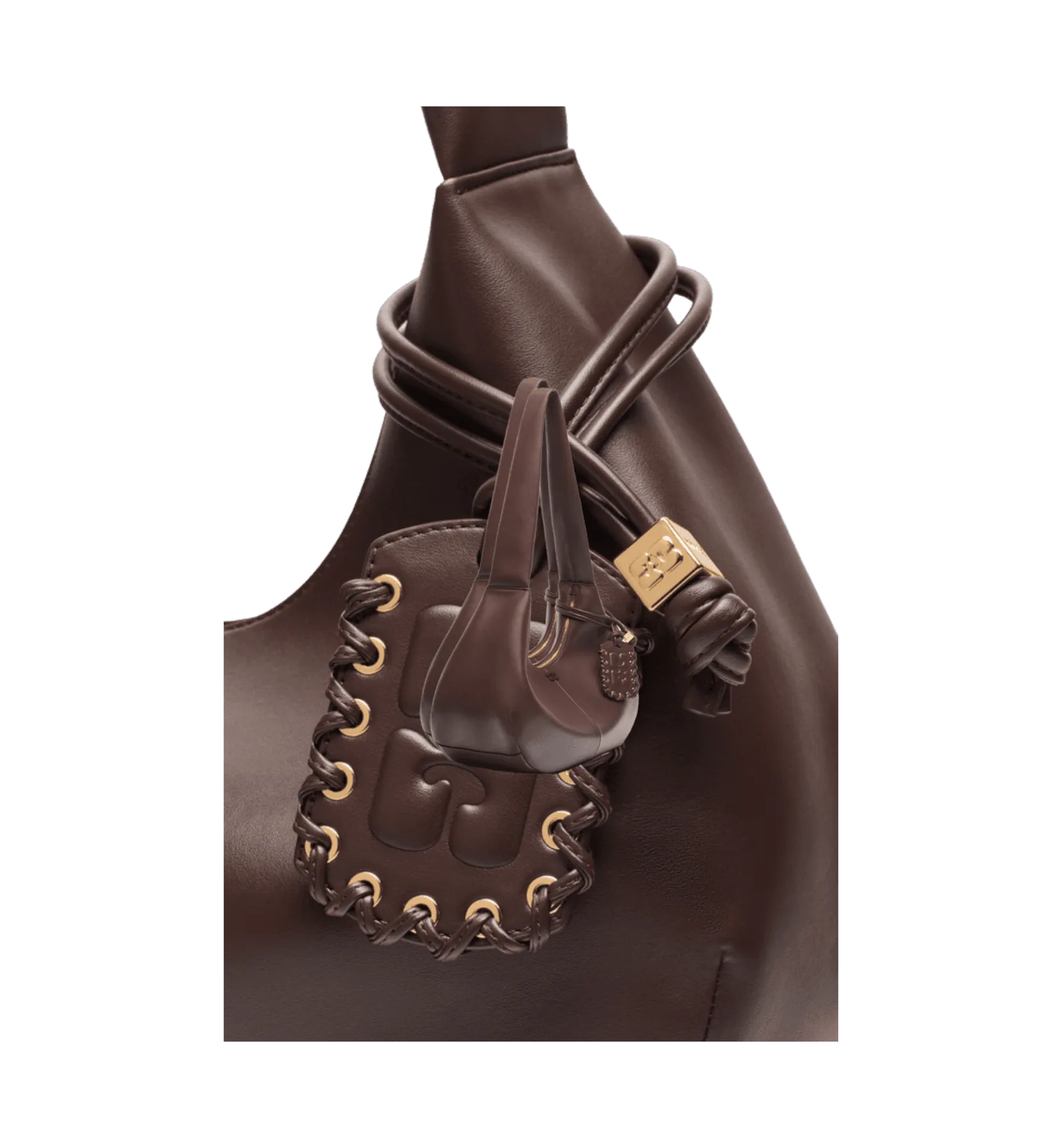 GANNI Seal Brown Hobo Bou Bag