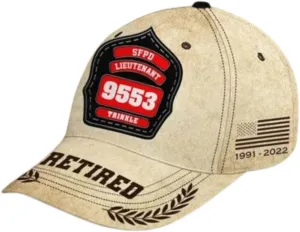 Generic Personalized Retired US Firefighter ID & Department US Flag 3D Cap Multicolor