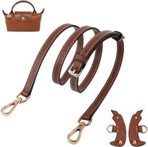 Genuine Leather Bag Shoulder Strap Compatible with Longchamp Mini Pouch, Purse Straps Crossbody Adjustable Replacement Conversion Kit Fit for Women